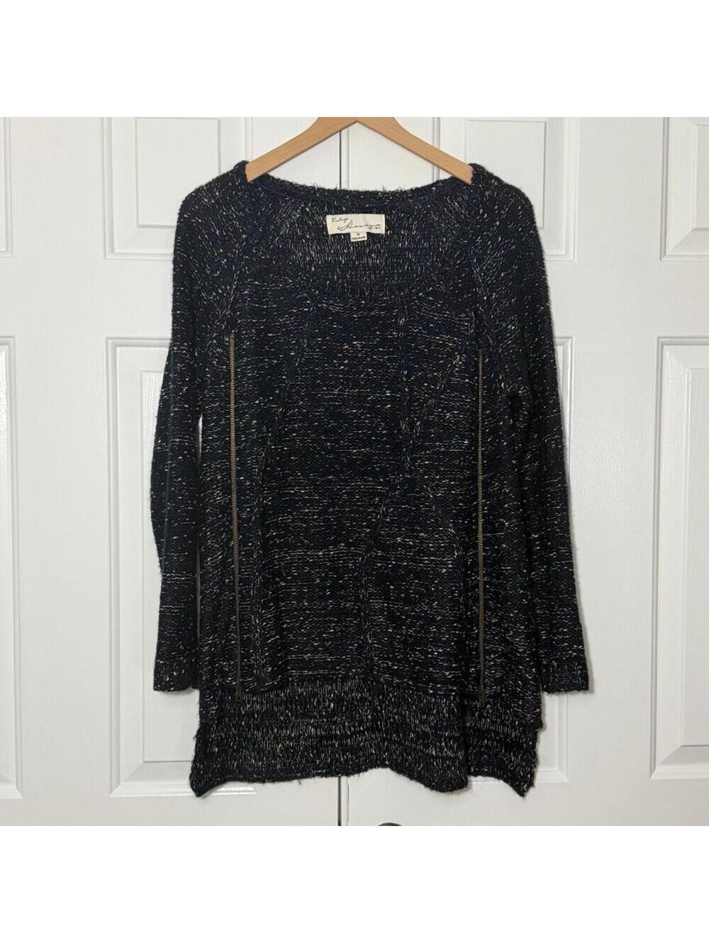 Vintage Havana Confetti Knit Pullover Sweater – Women’s M Gold zipper detail